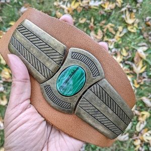 Vintage malachite and leather belt